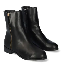 Andres Machado Black Faux Leather Ankle Boots