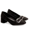 Andres Machado Black Suedette Block Heel