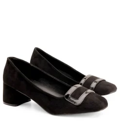 Andres Machado Black Suedette Block Heel