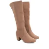 Andres Machado Taupe Suede Block Heel Boots