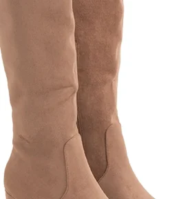 Andres Machado Taupe Suede Block Heel Boots