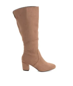 Andres Machado Taupe Suede Block Heel Boots