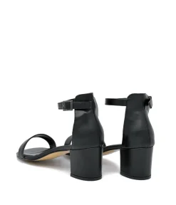 Barely There Black Leather Block Heels