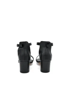 Barely There Black Leather Block Heels