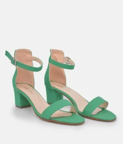 Barely There Green Suedette Block Heels