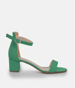 Barely There Green Suedette Block Heels