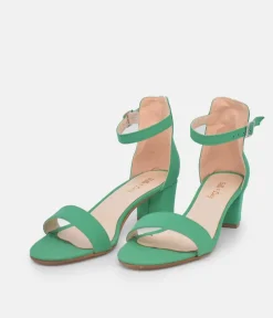 Barely There Green Suedette Block Heels