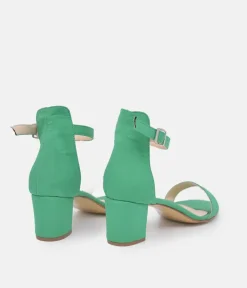 Barely There Green Suedette Block Heels