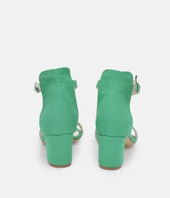 Barely There Green Suedette Block Heels
