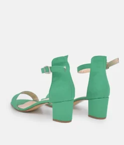 Barely There Green Suedette Block Heels