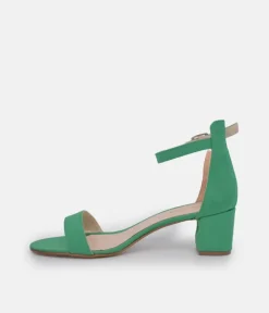 Barely There Green Suedette Block Heels