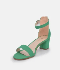 Barely There Green Suedette Block Heels