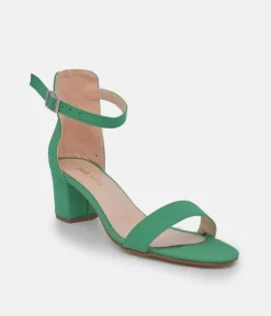 Barely There Green Suedette Block Heels
