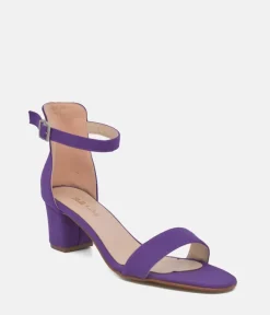 Barely There Purple Suedette Block Heels