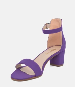 Barely There Purple Suedette Block Heels