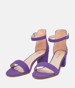 Barely There Purple Suedette Block Heels