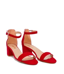Barely There Red Suedette Block Heels