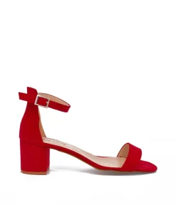 Barely There Red Suedette Block Heels