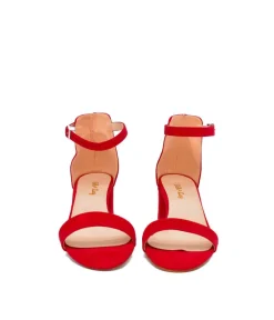 Barely There Red Suedette Block Heels