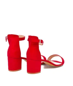 Barely There Red Suedette Block Heels