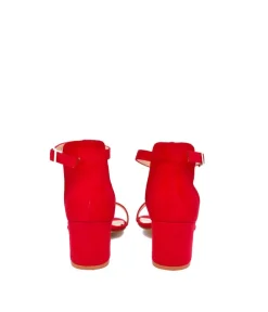 Barely There Red Suedette Block Heels