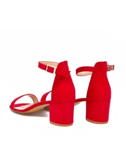 Barely There Red Suedette Block Heels