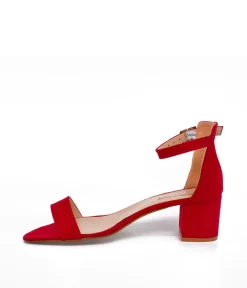 Barely There Red Suedette Block Heels