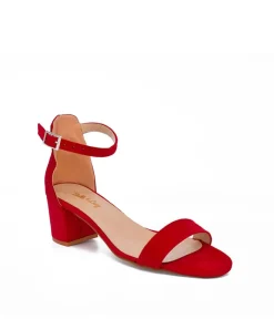 Barely There Red Suedette Block Heels