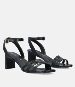 Beautiful Black Snake Block Heels