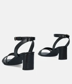 Beautiful Black Snake Block Heels