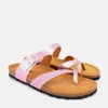 Beautiful Pink Metallic Leather Thong Sandal