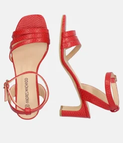 Beautiful Red Snake Block Heels