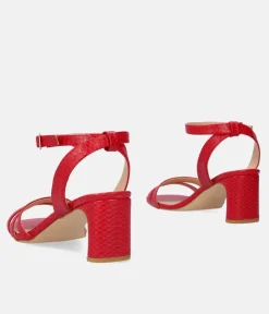 Beautiful Red Snake Block Heels