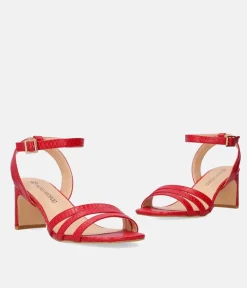 Beautiful Red Snake Block Heels