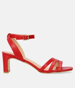 Beautiful Red Snake Block Heels