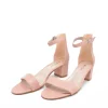 Beige Leather Barely There Block Heels
