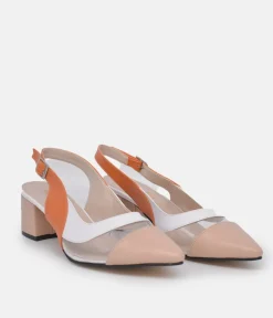 Belle & Lucy Beautiful Beige Multi Slingback Heels