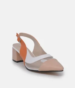 Belle & Lucy Beautiful Beige Multi Slingback Heels