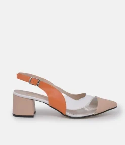 Belle & Lucy Beautiful Beige Multi Slingback Heels