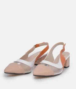 Belle & Lucy Beautiful Beige Multi Slingback Heels