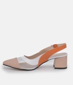 Belle & Lucy Beautiful Beige Multi Slingback Heels