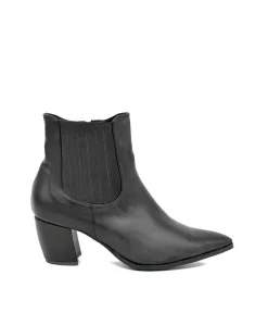 Belle & Lucy Black Cowboy Style Ankle Boot