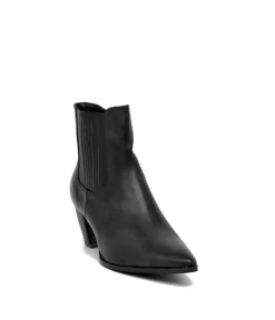 Belle & Lucy Black Cowboy Style Ankle Boot