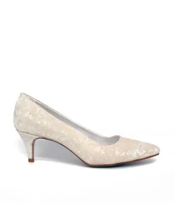 Belle & Lucy Champagne Bridal Lace Midi Heels