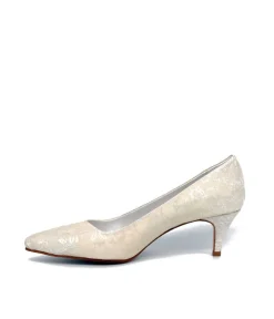 Belle & Lucy Champagne Bridal Lace Midi Heels