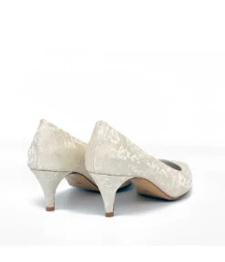 Belle & Lucy Champagne Bridal Lace Midi Heels