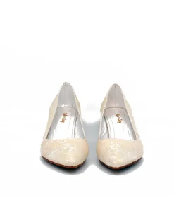 Belle & Lucy Champagne Bridal Lace Midi Heels