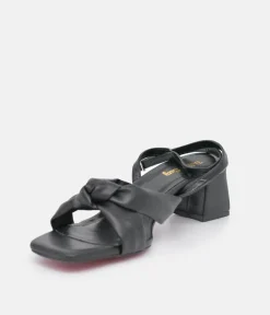 Belle & Lucy Dressy Black Block Heels Sandals