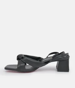 Belle & Lucy Dressy Black Block Heels Sandals