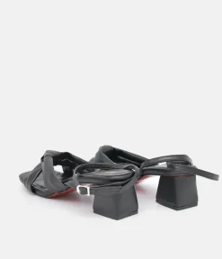 Belle & Lucy Dressy Black Block Heels Sandals